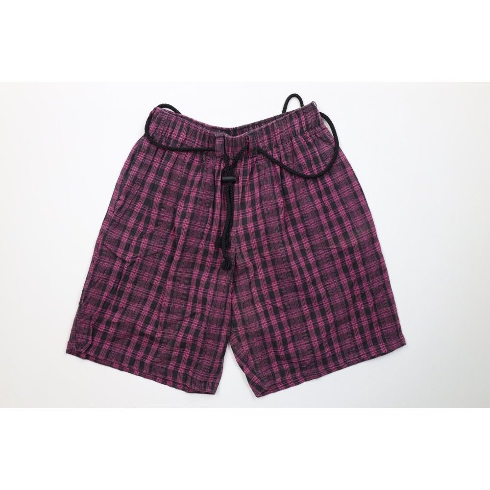 Vintage 80s 90s Skidz Adult OSFA Faded Skateboard Skateboarding Shorts Plaid USA